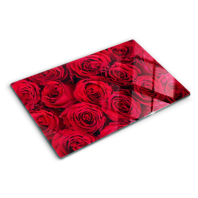 Planche à découper en verre roses rouges