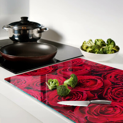 Planche à découper en verre roses rouges