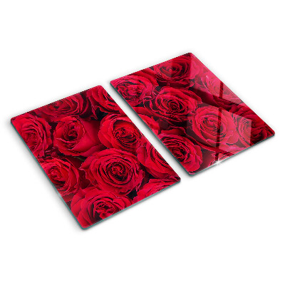 Planche à découper en verre roses rouges