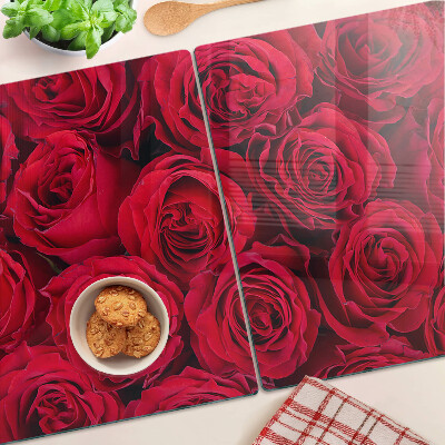 Planche à découper en verre roses rouges