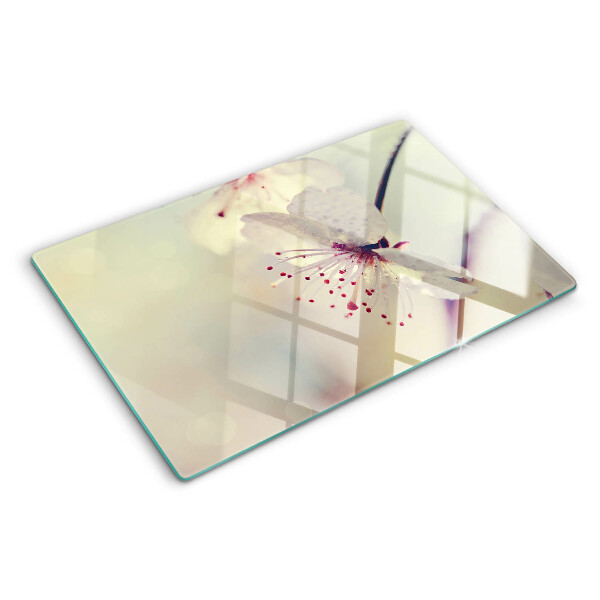 Planche à découper en verre Fleurs sur fond géométrique