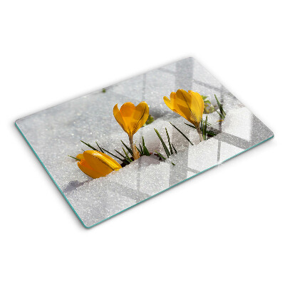 Planche à découper verre Crocus dans la neige