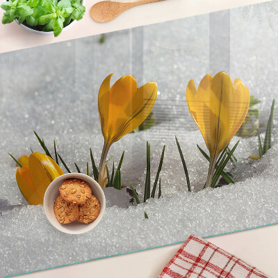 Planche à découper verre Crocus dans la neige