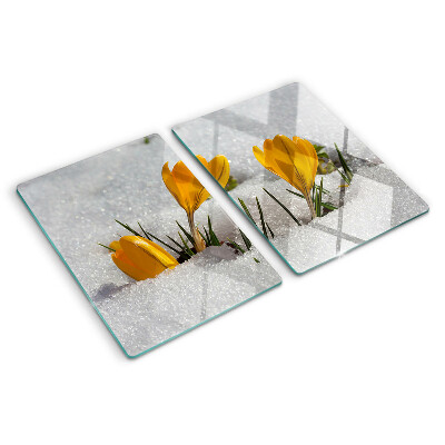 Planche à découper verre Crocus dans la neige