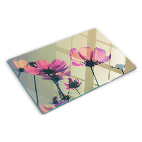 Planche à découper en verre Fleurs aux tons pastel