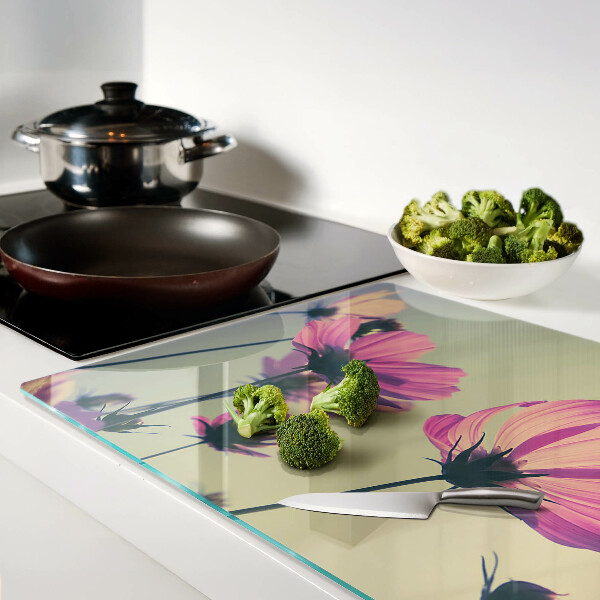 Planche à découper en verre Fleurs aux tons pastel
