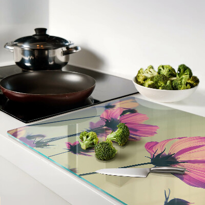 Planche à découper en verre Fleurs aux tons pastel