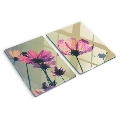 Planche à découper en verre Fleurs aux tons pastel