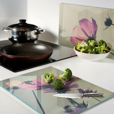 Planche à découper en verre Fleurs aux tons pastel