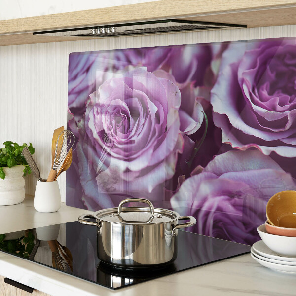 Planche à découper en verre Roses aux tons violets
