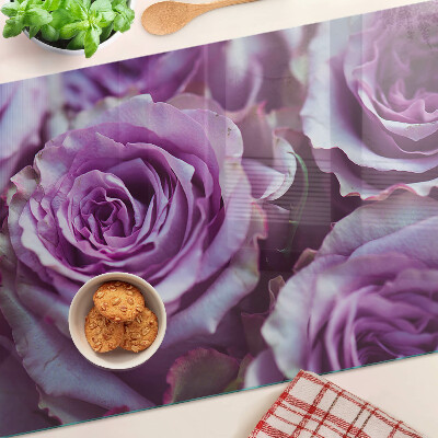 Planche à découper en verre Roses aux tons violets