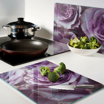 Planche à découper en verre Roses aux tons violets