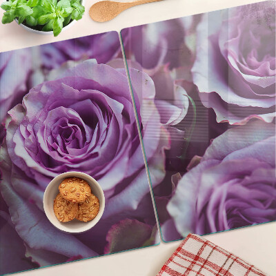 Planche à découper en verre Roses aux tons violets
