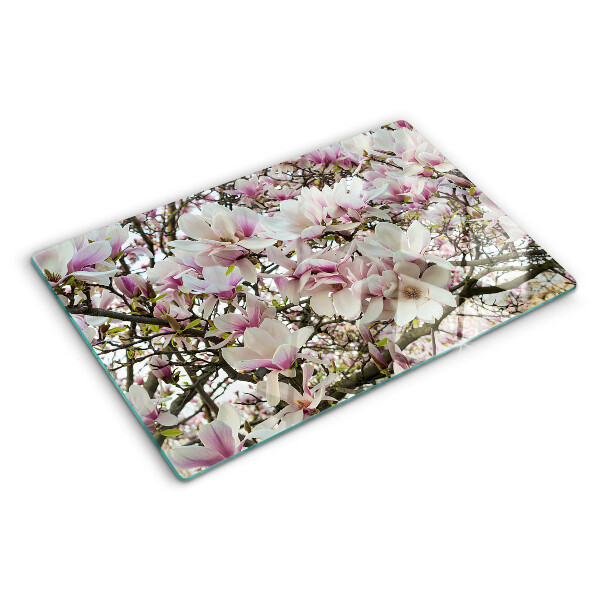 Planche à découper en verre Fleurs de magnolia