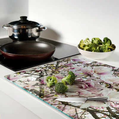 Planche à découper en verre Fleurs de magnolia
