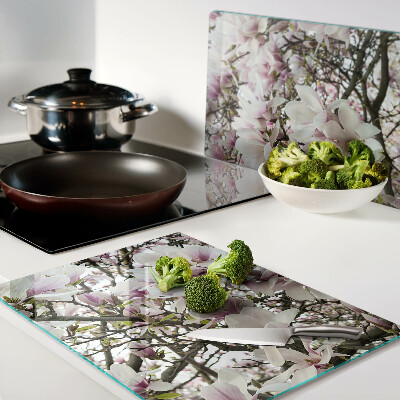 Planche à découper en verre Fleurs de magnolia