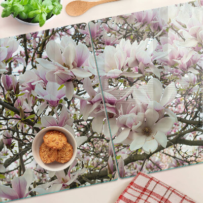 Planche à découper en verre Fleurs de magnolia