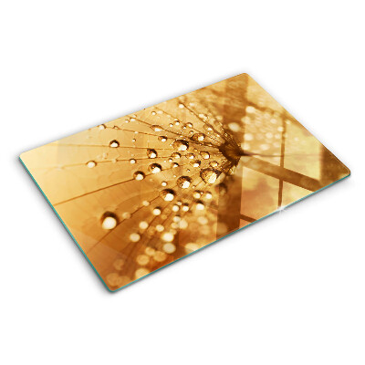 Planche à découper verre Gouttes d'eau sur un pissenlit