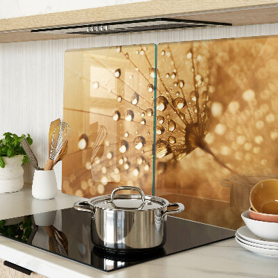 Planche à découper verre Gouttes d'eau sur un pissenlit