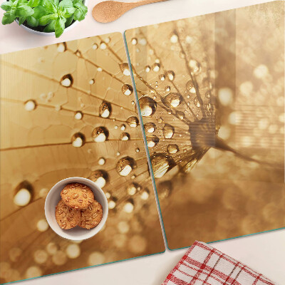 Planche à découper verre Gouttes d'eau sur un pissenlit
