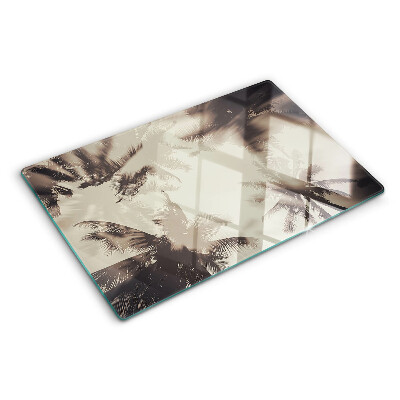 Planche à découper en verre Palmiers sur fond monochrome