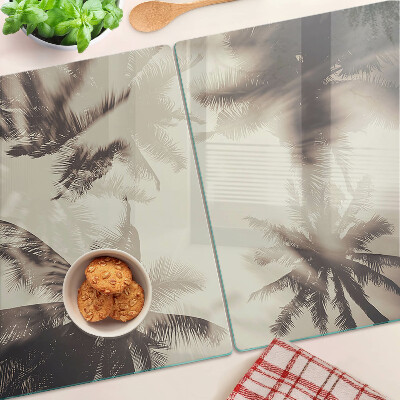 Planche à découper en verre Palmiers sur fond monochrome
