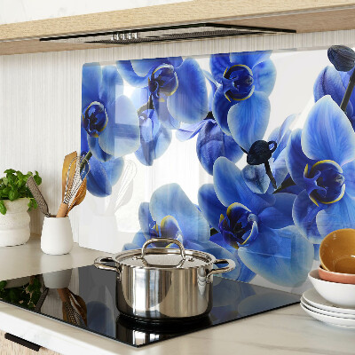 Planche à découper verre Orchidées bleues