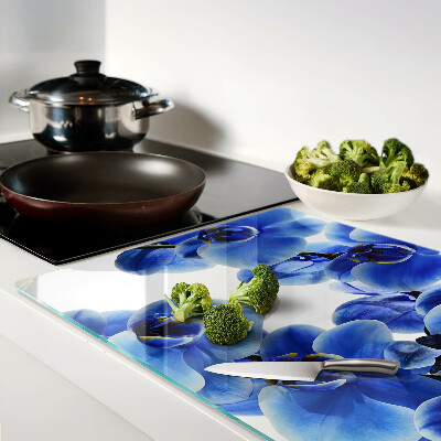 Planche à découper verre Orchidées bleues
