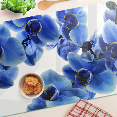 Planche à découper verre Orchidées bleues