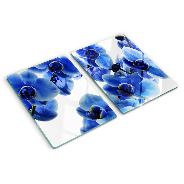 Planche à découper verre Orchidées bleues