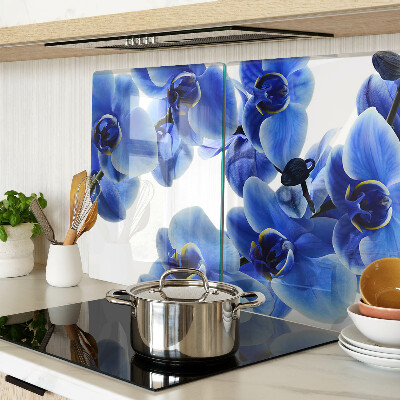 Planche à découper verre Orchidées bleues