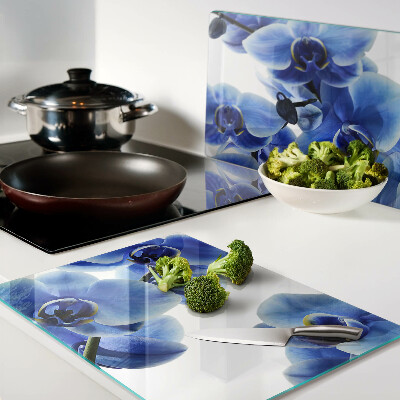 Planche à découper verre Orchidées bleues