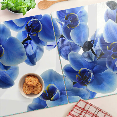 Planche à découper verre Orchidées bleues
