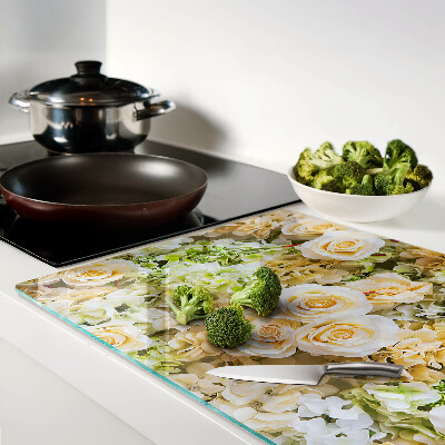 Planche à découper verre Fleurs aux tons pastel