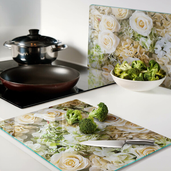 Planche à découper verre Fleurs aux tons pastel