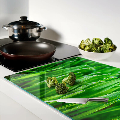 Planche à découper en verre Herbe avec des gouttes d'eau