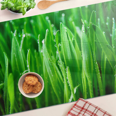 Planche à découper en verre Herbe avec des gouttes d'eau