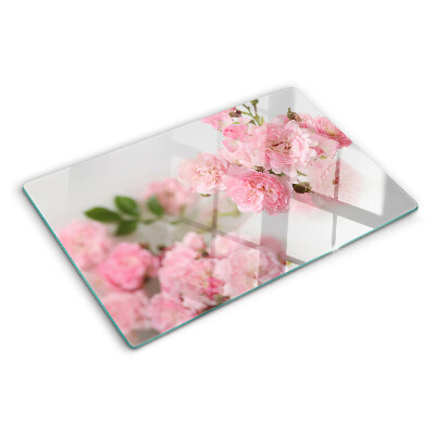 Planche à découper verre Fleurs roses dans un vase