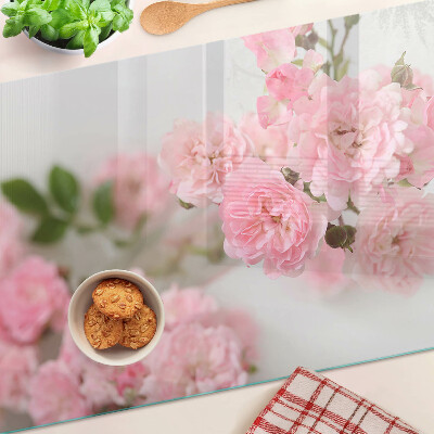 Planche à découper verre Fleurs roses dans un vase
