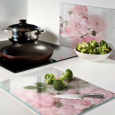 Planche à découper verre Fleurs roses dans un vase