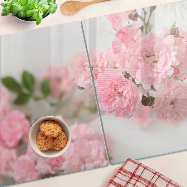 Planche à découper verre Fleurs roses dans un vase