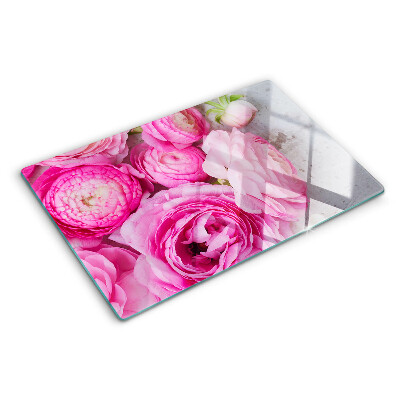 Planche à découper verre Fleurs roses dans un bouquet