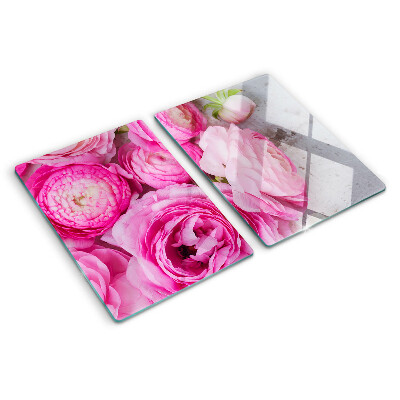 Planche à découper verre Fleurs roses dans un bouquet