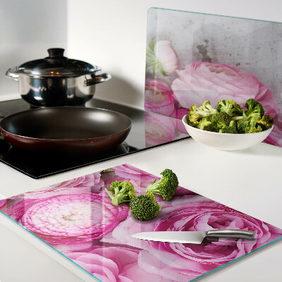 Planche à découper verre Fleurs roses dans un bouquet