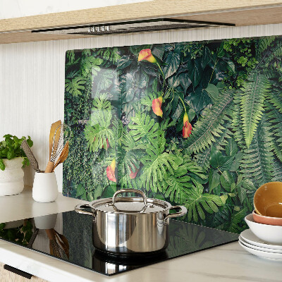Planche à découper en verre Jungle tropicale avec des fleurs