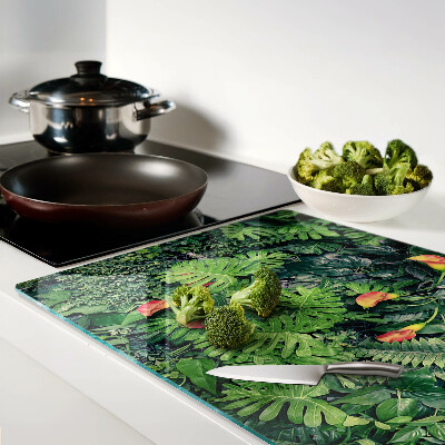 Planche à découper en verre Jungle tropicale avec des fleurs