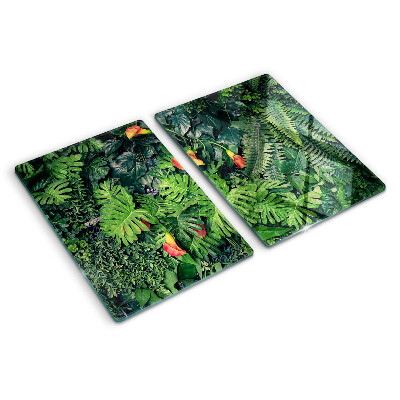 Planche à découper en verre Jungle tropicale avec des fleurs