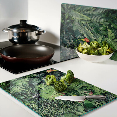 Planche à découper en verre Jungle tropicale avec des fleurs