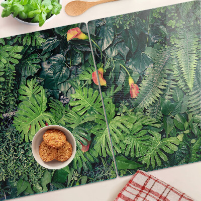 Planche à découper en verre Jungle tropicale avec des fleurs