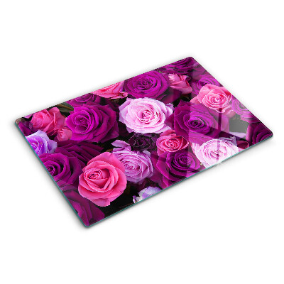 Planche à découper en verre Roses dans les tons de rose